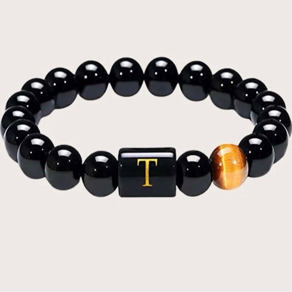 Trendy boutique Other - ‼️Mens Black Bead Bracelet with “T” NWT
